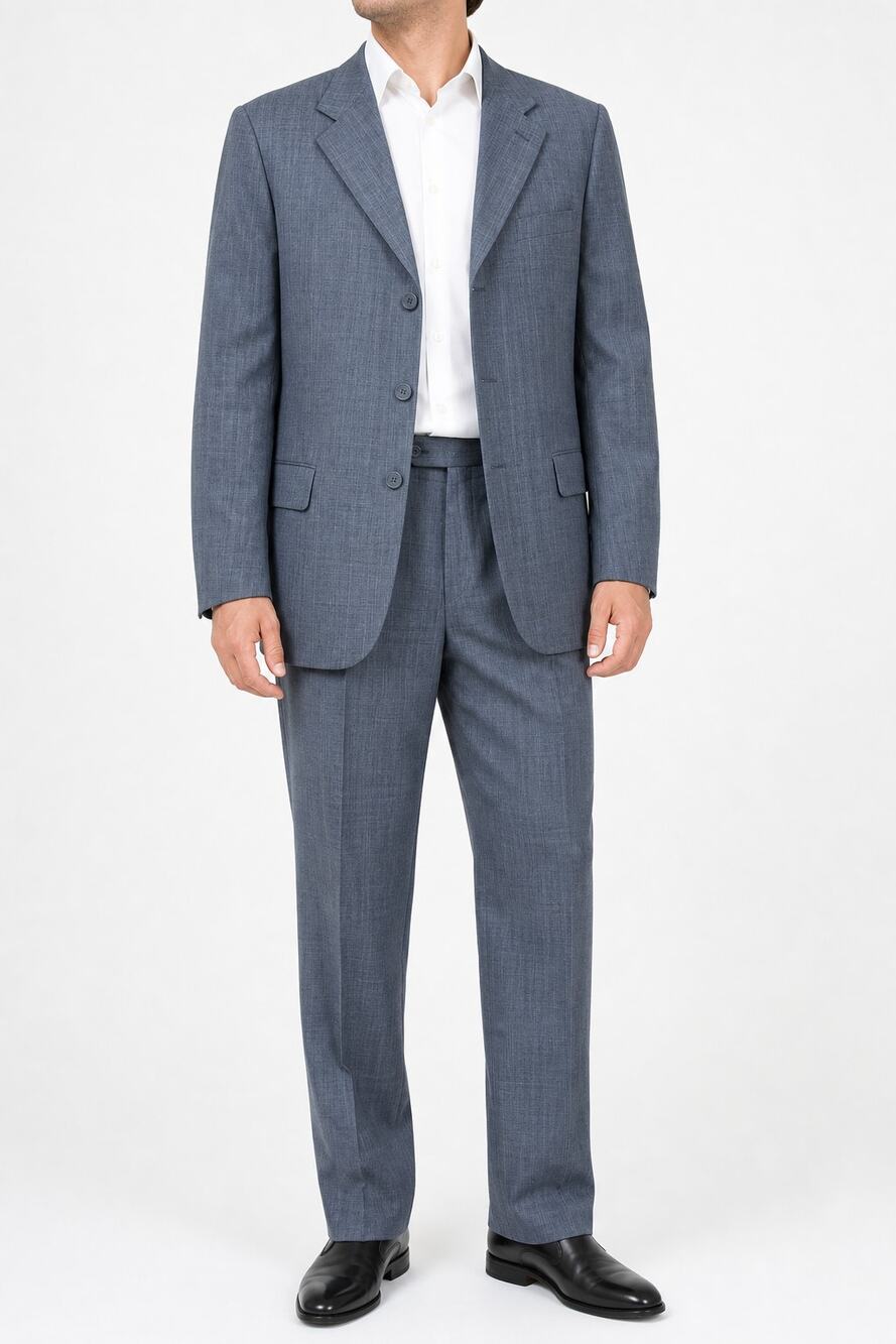 Vittorio St Angelo Men's Blue Light Plaid Wool 2-Piece Suit Blazer 40S Pants 34S